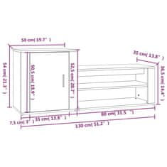 Greatstore Botník bílý s vysokým leskem 130x35x54 cm kompozitní dřevo