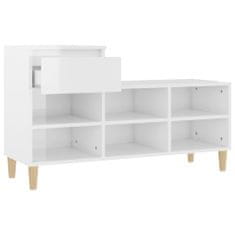 Greatstore Botník bílý s vysokým leskem 102x36x60 cm kompozitní dřevo