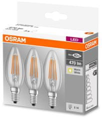 Osram 3x LED žárovka E14 SVÍČKA 4W = 40W 470lm 2700K Teplá bílá