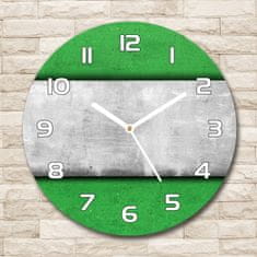 Wallmuralia Skleněné hodiny kulaté Zelená zeď bílé fi 30 cm