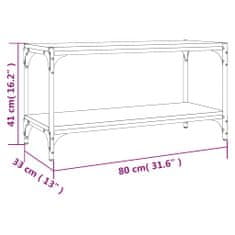 Vidaxl TV skříňka kouřový dub 80 x 33 x 41 cm kompozitní dřevo a ocel