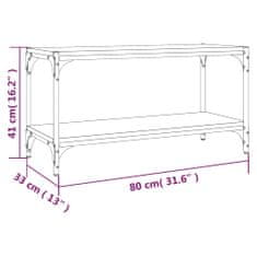 Vidaxl TV skříňka šedá sonoma 80 x 33 x 41 cm kompozitní dřevo a ocel