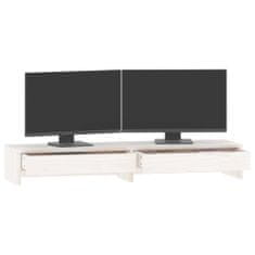 Greatstore Stojan na monitor bílý 100 x 27 x 15 cm masivní borové dřevo