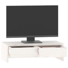 Greatstore Stojan na monitor bílý 50x27x15 cm masivní borové dřevo