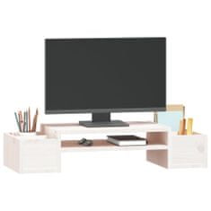 Greatstore Stojan na monitor bílý 70x27,5x15 cm masivní borové dřevo