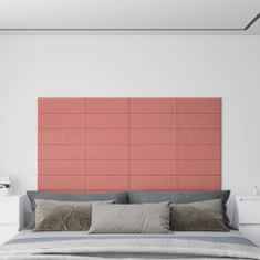 Greatstore Nástěnné panely 12 ks růžové 90 x 15 cm samet 1,62 m²