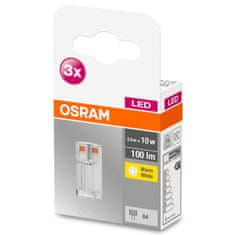 Osram 3x LED žárovka G4 KAPSLE 0,9W = 10W 100lm 2700K Teplá bílá 12V