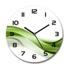 Wallmuralia Skleněné hodiny na stěnu Zelená vlna černé fi 30 cm