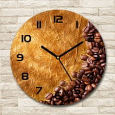 Wallmuralia Skleněné hodiny kulaté Zrnka kávy černé fi 30 cm