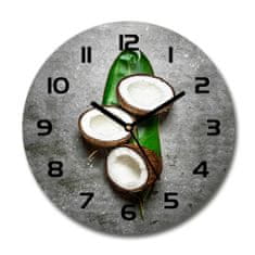Wallmuralia Skleněné hodiny kulaté Půlky kokosů černé fi 30 cm