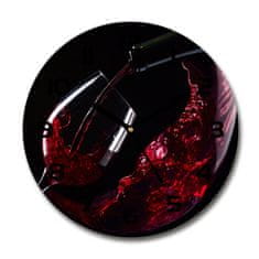 Wallmuralia Skleněné hodiny na stěnu Červené víno černé fi 30 cm
