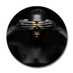 Wallmuralia Skleněné hodiny kulaté Žena v černém černé fi 30 cm