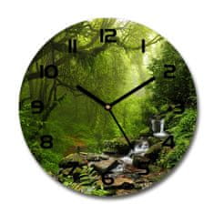 Wallmuralia Skleněné hodiny kulaté Prales v Nepálu černé fi 30 cm