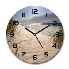Wallmuralia Skleněné hodiny kulaté Mřežino pláž černé fi 30 cm