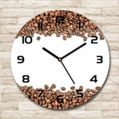 Wallmuralia Skleněné hodiny kulaté Zrnka kávy černé fi 30 cm