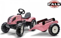 Falk  šlapací traktor 1058AB Pink Country Star s přívěsem - růžový