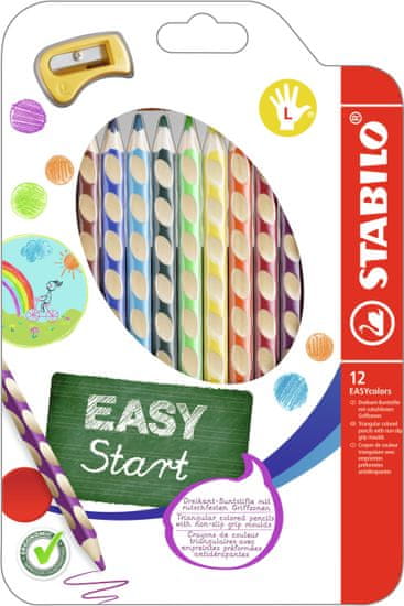 Stabilo Pastelky EASYcolors trojhranné pro leváky 12 ks + ořezávátko