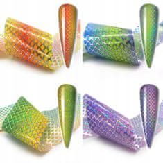 TOJATO 10x Kosmetická přenosová fólie na nehty 100cmx4cm Set, Ombre, Ryby, Mermaid, Hologram