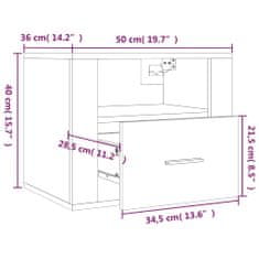 Vidaxl Nástěnný noční stolek dub sonoma 50 x 36 x 40 cm