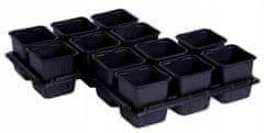 RIM Plastový čtvercový květináč černý 12 ks + paleta