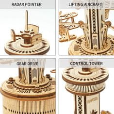 Robotime Rokr 3D dřevěné puzzle Řídící věž letového provozu (hrací skříňka) 255 dílků