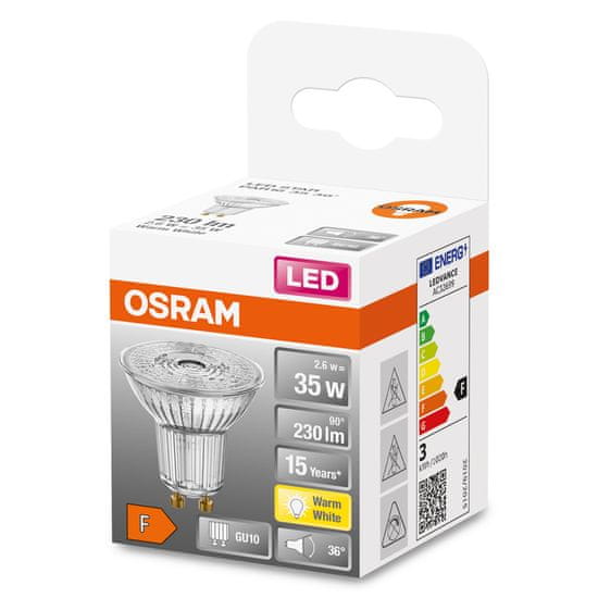 Osram LED žárovka GU10 2,6W = 35W 230lm 2700K Teplá bílá