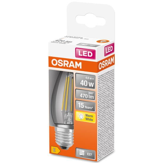 Osram LED žárovka E27 SVÍČKA 4W = 40W 470lm 2700K Teplá bílá