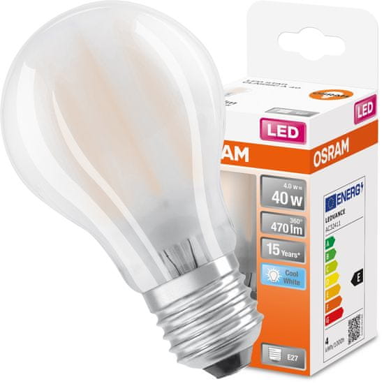 Osram LED žárovka E27 A60 4W = 40W 470lm 4000K Neutrální bílá