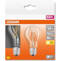 Osram 2x LED žárovka E27 A60 4W = 40W 470lm 2700K Teplá bílá FILAMENT