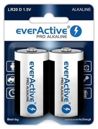 everActive Baterie Pro Alkaline EVLR20-PRO D 17500mAh 2 ks.