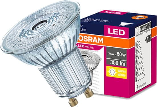 Osram LED žárovka GU10 4,3W = 50W 350lm 3000K Teplá bílá 36°