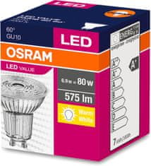 Osram LED žárovka GU10 6,9W = 80W 575lm 3000K Teplá bílá 60°