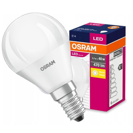 Osram LED žárovka E14 P40 5W = 40W 470lm 2700K Teplá bílá