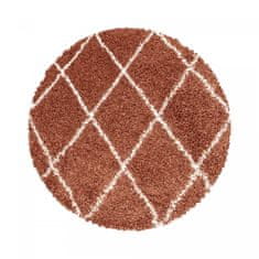 Oaza koberce Cihlový koberec Alvor shaggy 120 cm x 120 cm kruh