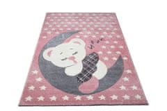Oaza koberce Dětský 3D koberec Spící medvídek růžový 120 cm x 160 cm