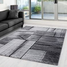 Oaza koberce Moderní koberec Parma Planks šedočerný 80 cm x 150 cm