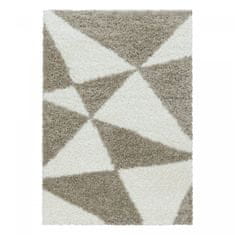 Oaza koberce Shaggy koberec Tango triangles béžová a krémová 160 cm x 160 cm kruh