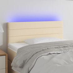 Vidaxl Čelo postele s LED krémové 100x5x78/88 cm textil