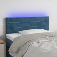 Vidaxl Čelo postele s LED tmavě modré 90x5x78/88 cm samet
