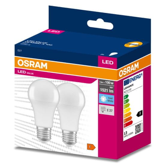 Osram 2x LED žárovka E27 A60 13W = 100W 1521lm 4000K Neutrální bílá