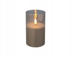 Kaemingk Dekorativní skleněná svíčka LED šedá 12,5 cm