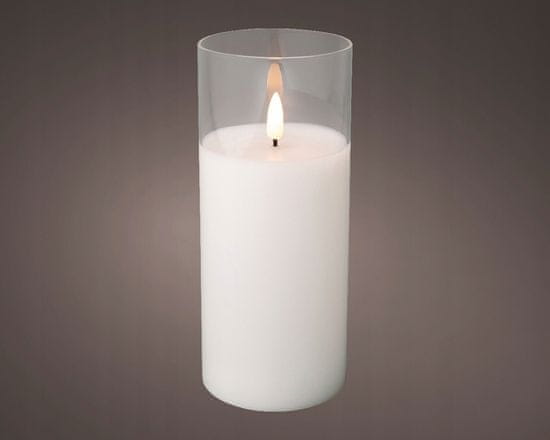 Kaemingk LED svíčka ve skleněném dekoru bílá 17,5 cm