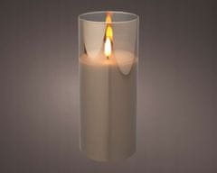 Kaemingk Dekorativní skleněná svíčka LED šedá 17,5 cm