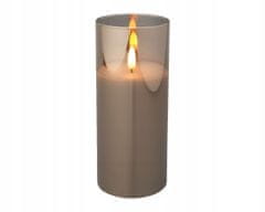 Kaemingk Dekorativní skleněná svíčka LED šedá 17,5 cm