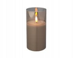 Kaemingk Dekorativní skleněná svíčka LED šedá 15 cm
