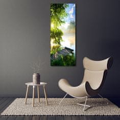 Wallmuralia Vertikální Foto obraz fotografie na skle Dřevěné molo 70x140 cm 2 úchytky