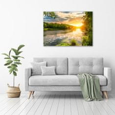 Wallmuralia Foto obraz skleněný horizontální Soumrak nad řekou 100x70 cm 4 úchytky