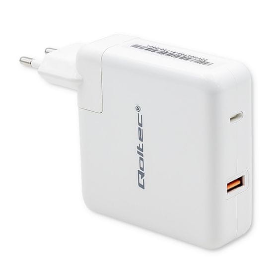 Qoltec Nabíječka GaN FAST 108W | 5-20V | 3-4.7A | USB C | Bílá