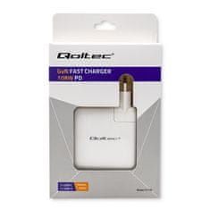 Qoltec Nabíječka GaN FAST 108W | 5-20V | 3-4.7A | USB C | Bílá