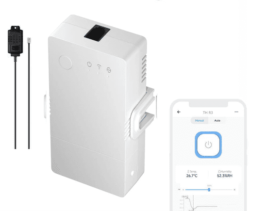 Sonoff THR320 Origin + THS01 Wifi relé s měřením teploty a vlhkosti, termostat